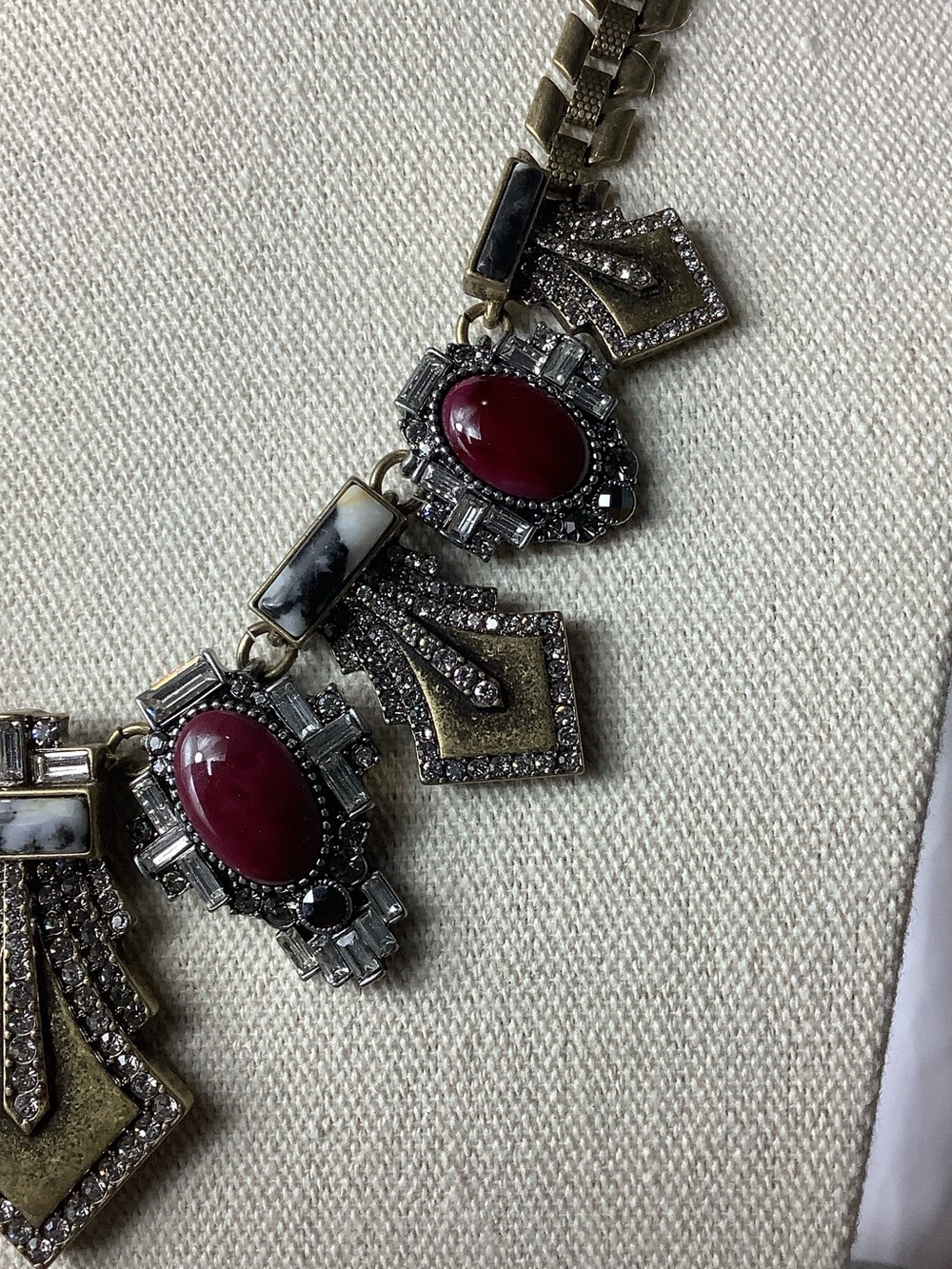 Chloe + Isabel Gold-Tone Necklace with Red Cabochons and Clear Stones - Picture 4 of 5